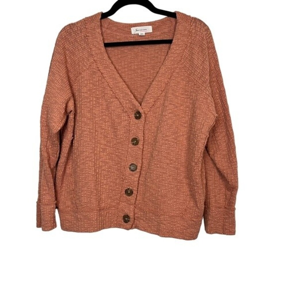 Two by Vince Camuto Orange Peach Textured Cardigan Size XL Women